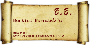 Berkics Barnabás névjegykártya