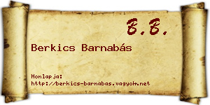 Berkics Barnabás névjegykártya